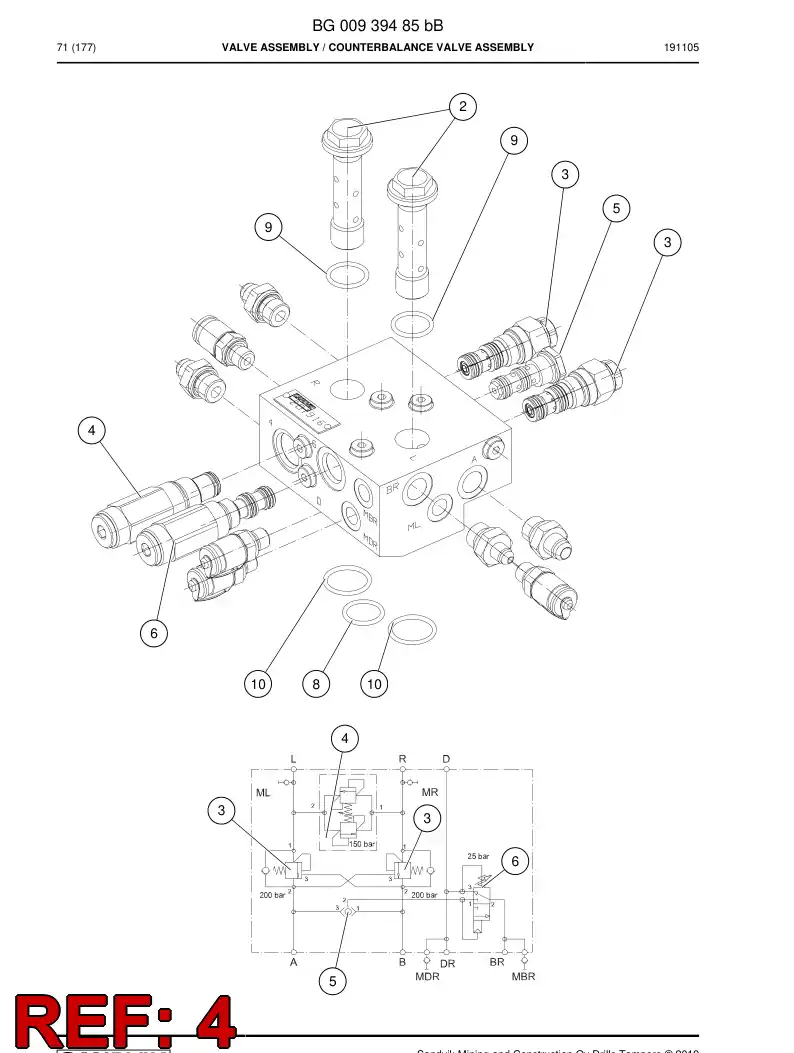 BG01162736a BG 011 627 36a Valve, Pressure Relief - Sandvik Technical Drawing