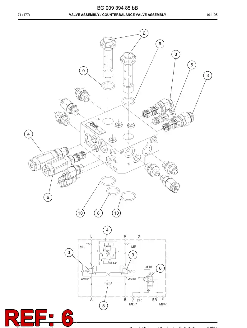 BG01162750a BG 011 627 50a Valve, Pressure Sequence - Sandvik Technical Drawing