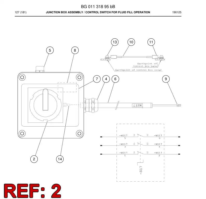 BG01162848a BG 011 628 48a Switch, Main - Sandvik Technical Drawing