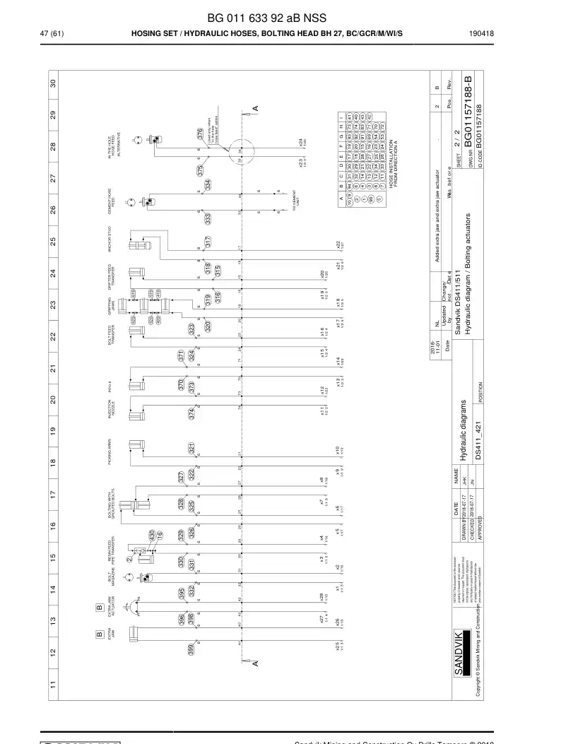 BG01163392a BG 011 633 92a Hosing Set - Sandvik Technical Drawing