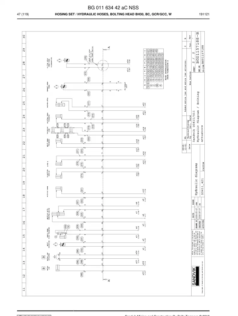 BG01163442a BG 011 634 42a Hosing Set - Sandvik Technical Drawing