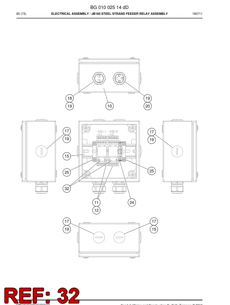 BG01163595a BG 011 635 95a Accessories, Contactor - Sandvik Technical Drawing