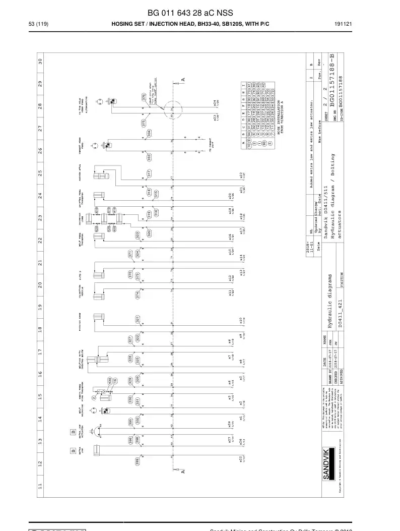 BG01164328a BG 011 643 28a Hosing Set - Sandvik Technical Drawing