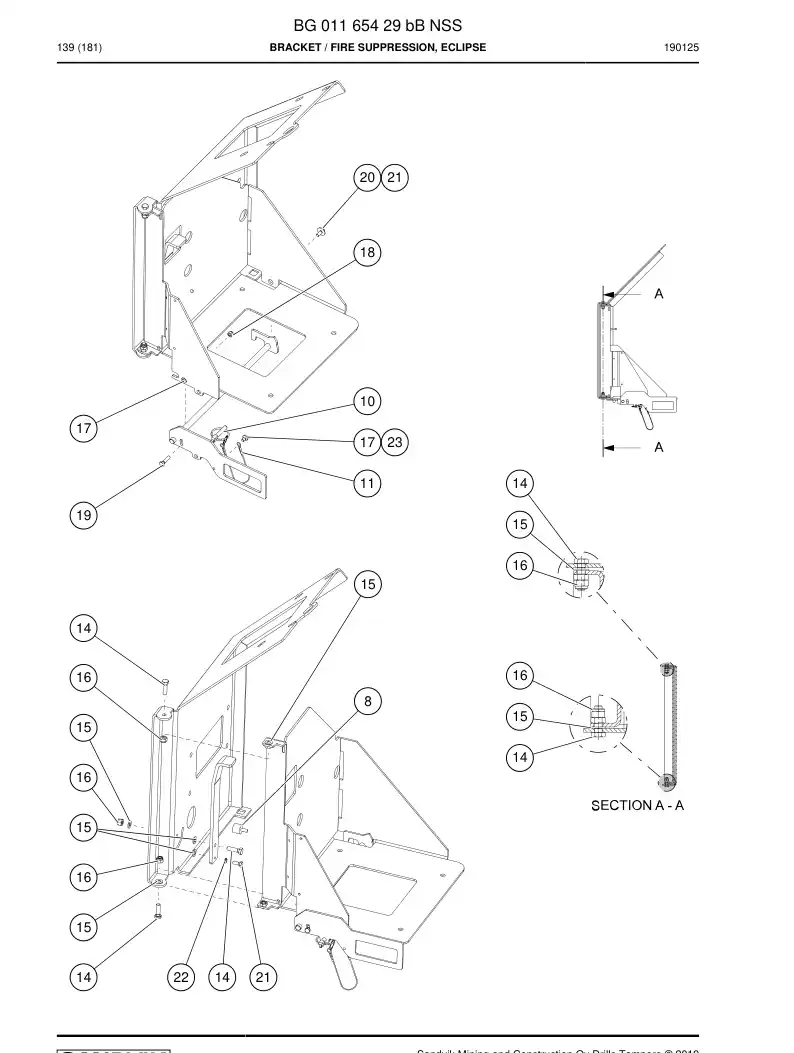 BG01165429b BG 011 654 29b Bracket - Sandvik Technical Drawing