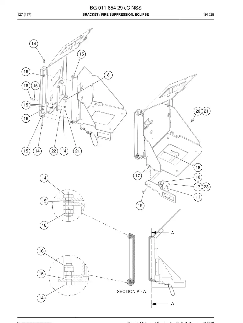 BG01165429c BG 011 654 29c Bracket - Sandvik Technical Drawing