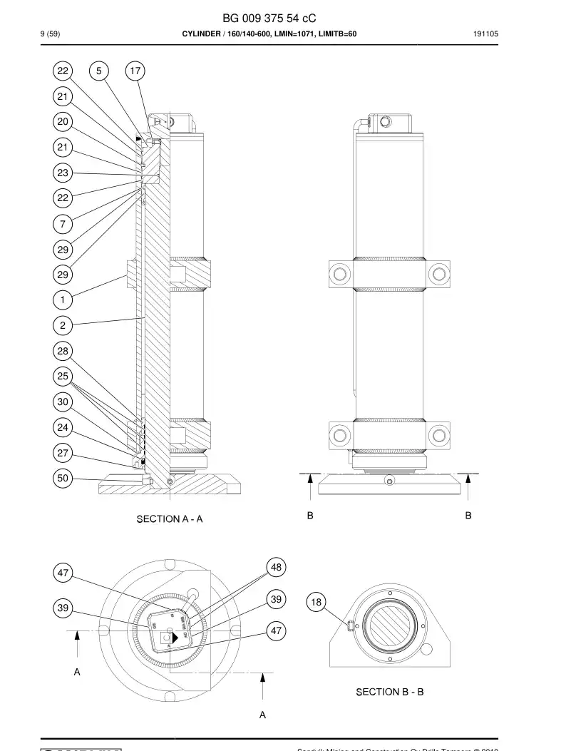 BG01166184a BG 011 661 84a Seal Kit - Sandvik Technical Drawing