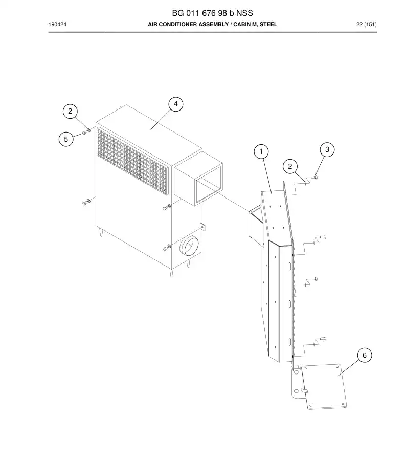 BG01167698b BG 011 676 98b Air Conditioner Assembly - Sandvik Technical Drawing
