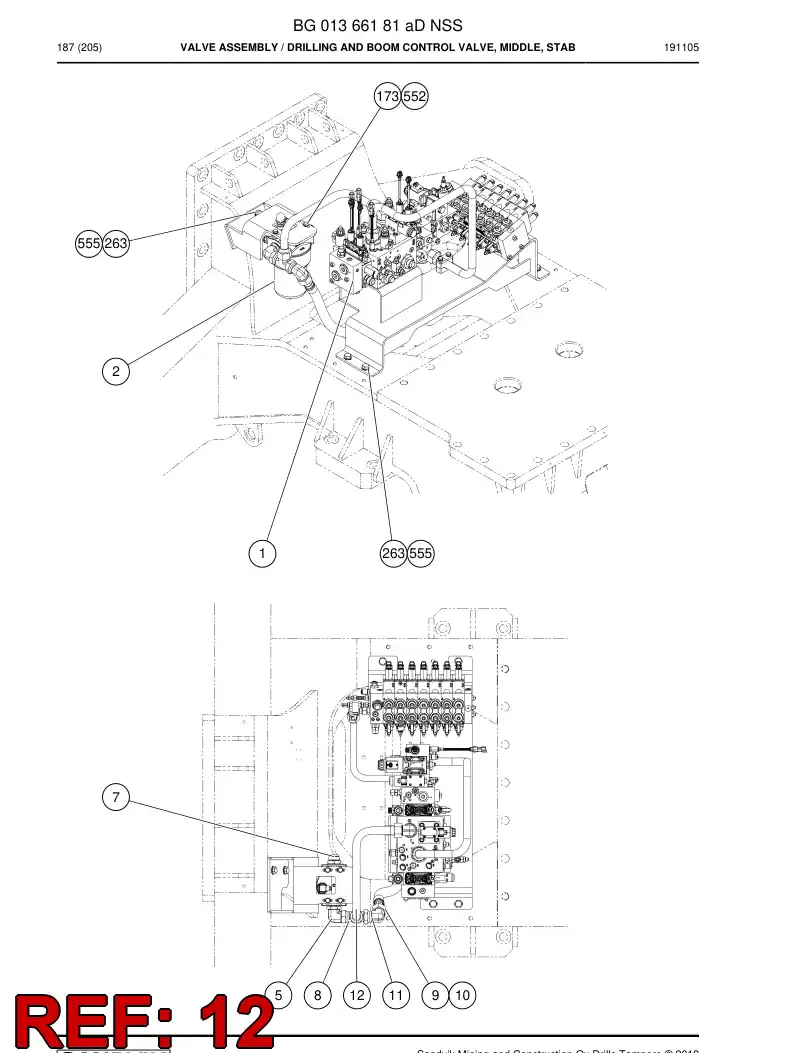 BG01169126a BG 011 691 26a Pipe Assembly - Sandvik Technical Drawing