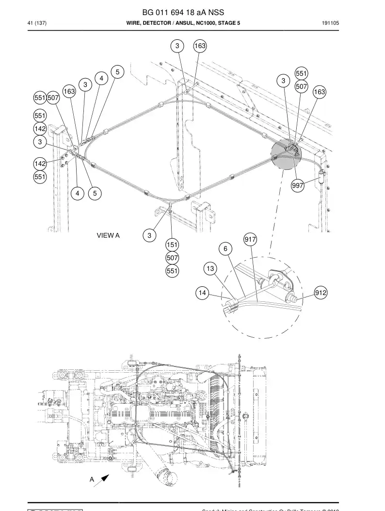 BG01169418a BG 011 694 18a Wire, Detector - Sandvik Technical Drawing