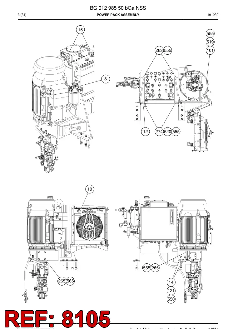 BG01170729a BG 011 707 29a Hosing Set - Sandvik Technical Drawing