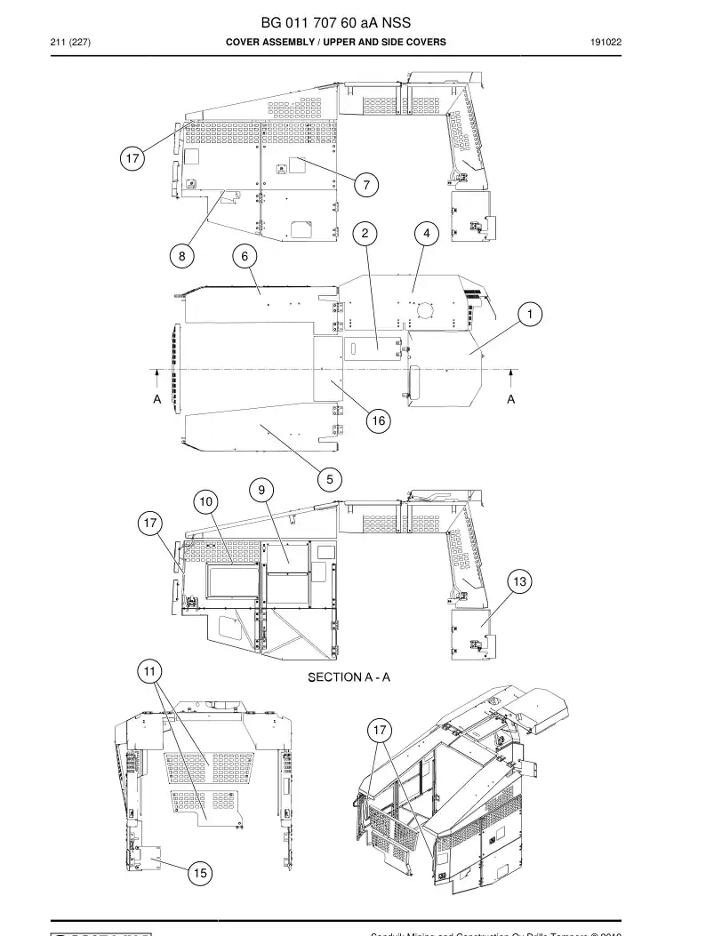 BG01170760a BG 011 707 60a Cover Assembly - Sandvik Technical Drawing