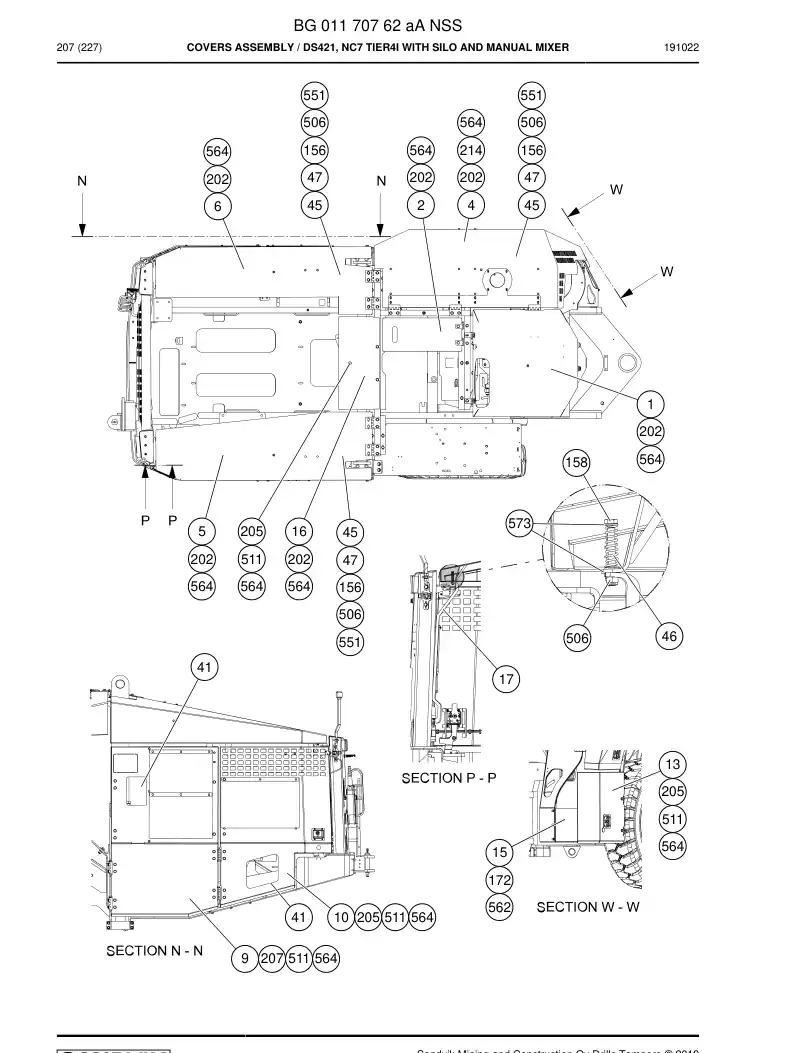 BG01170762a BG 011 707 62a Covers Assembly - Sandvik Technical Drawing