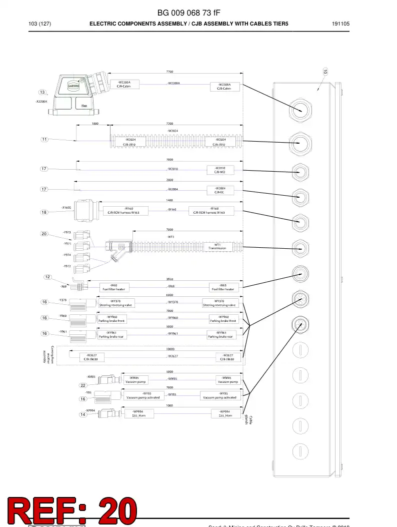 BG01178814b BG 011 788 14b Wiring Harness Assembly - Sandvik Technical Drawing