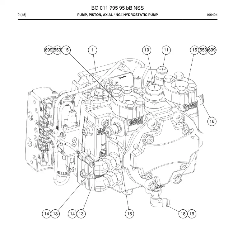 BG01179595b BG 011 795 95b Pump, PISTON, Axial - Sandvik Technical Drawing
