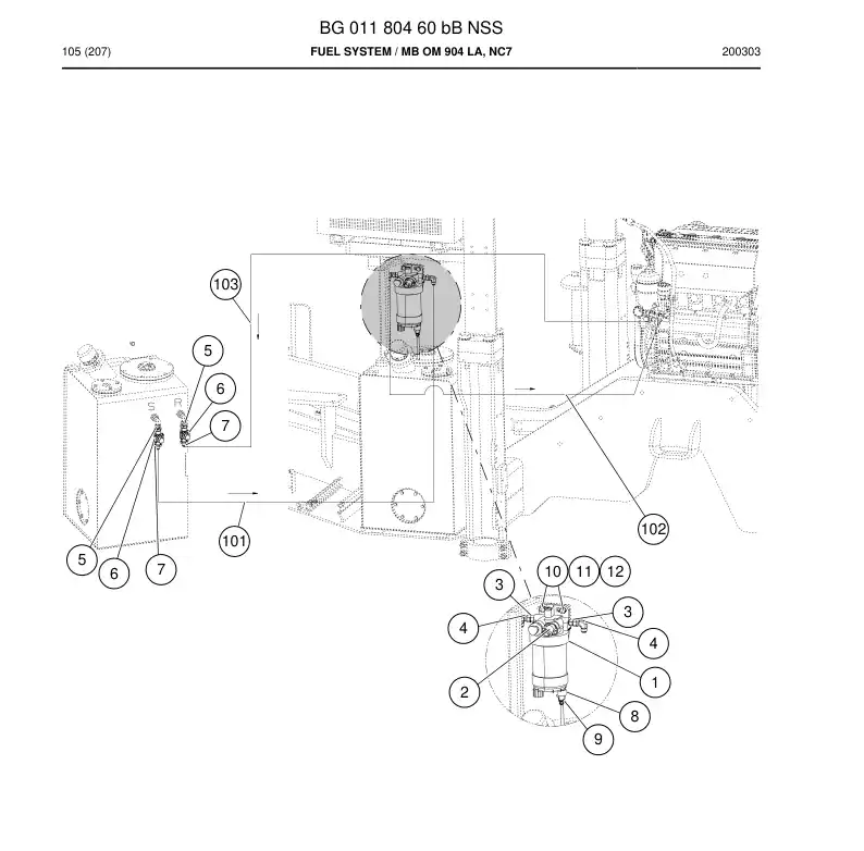BG01180460b BG 011 804 60b Fuel System - Sandvik Technical Drawing