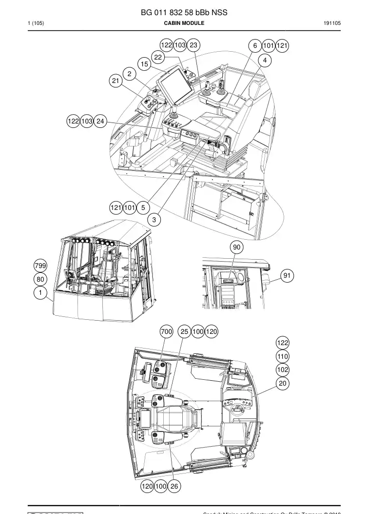BG01183258b BG 011 832 58b Cabin Module - Sandvik Technical Drawing