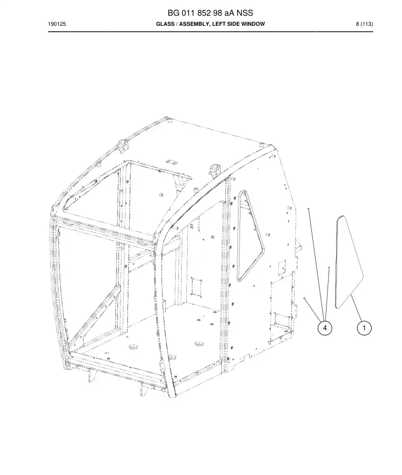 BG01185298a BG 011 852 98a Glass - Sandvik Technical Drawing