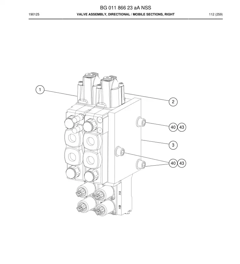 BG01186623a BG 011 866 23a Valve Assembly, Directional - Sandvik Technical Drawing