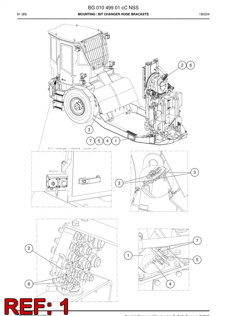 BG01186812a BG 011 868 12a PLATE, PASO DE CABLE - Sandvik Technical Drawing