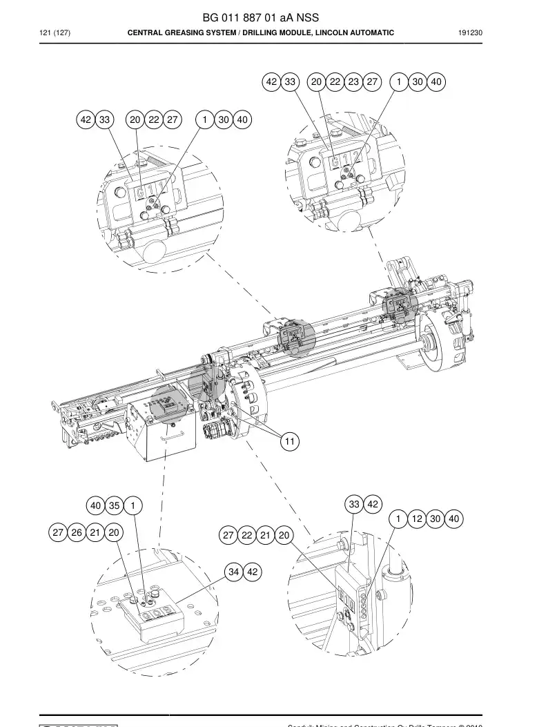 BG01188701a BG 011 887 01a Central greasing system - Sandvik Technical Drawing