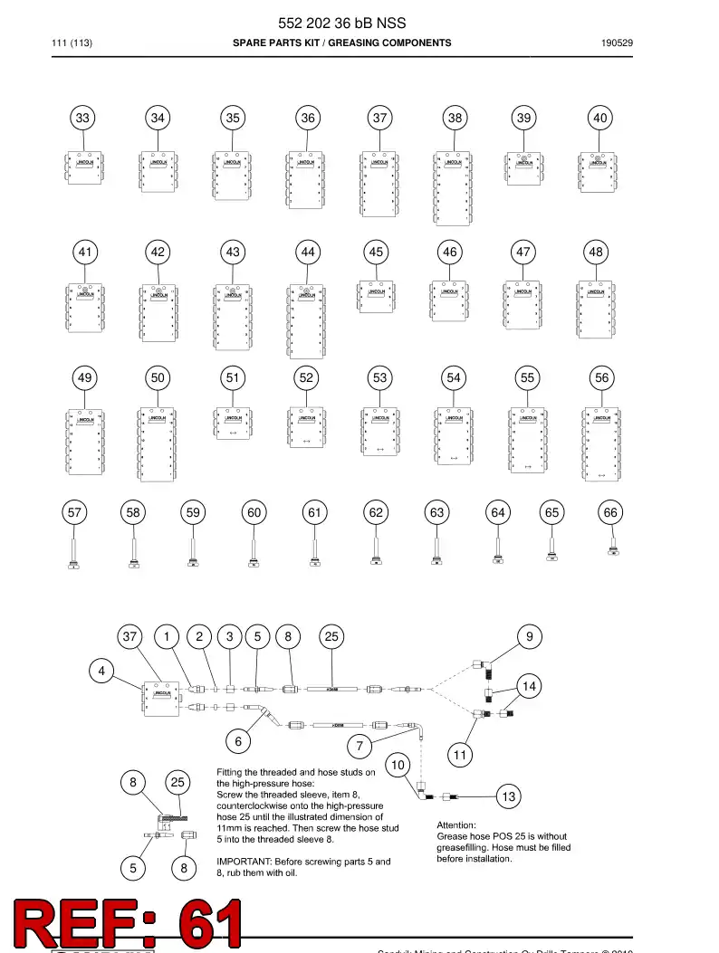 BG01190342a BG 011 903 42a Screw, Adjusting - Sandvik Technical Drawing