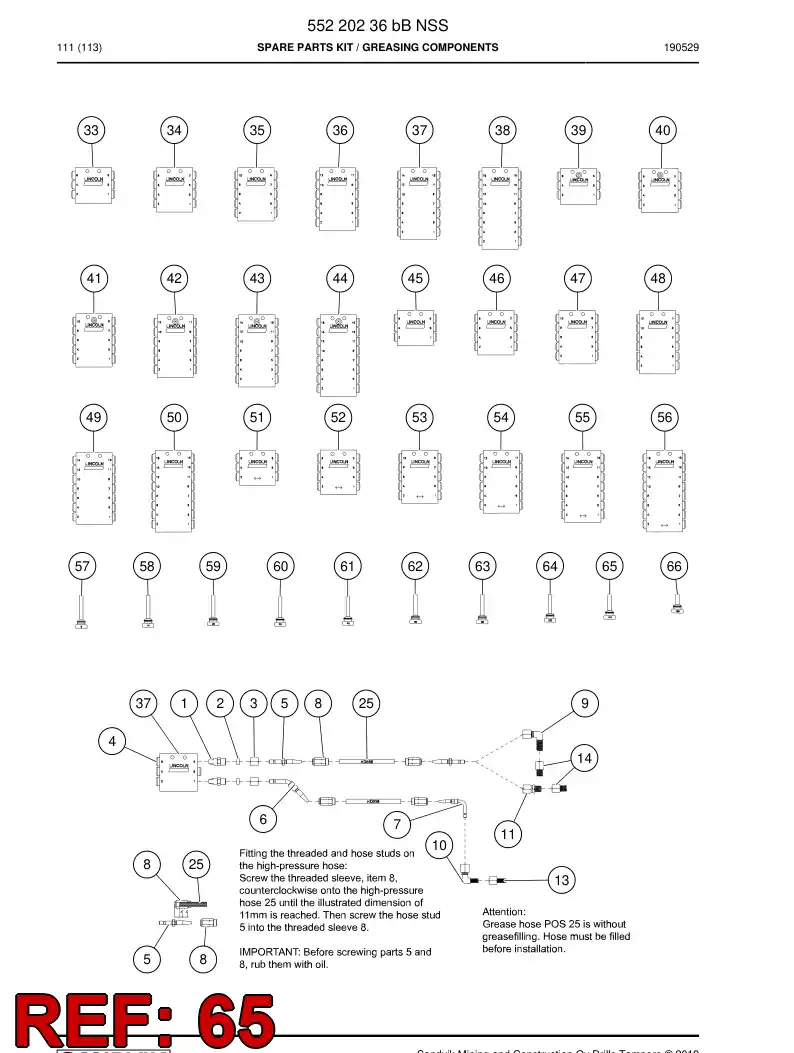 BG01190369a BG 011 903 69a Screw, Adjusting - Sandvik Technical Drawing