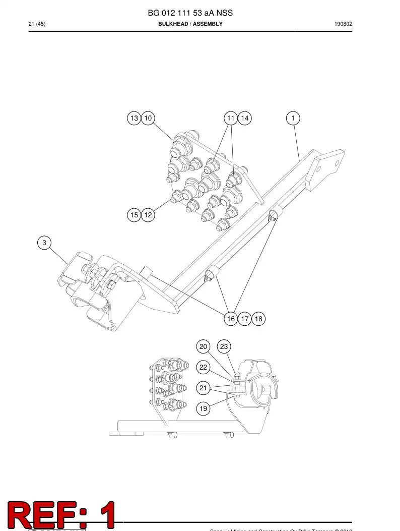 BG01191081a BG 011 910 81a Support, Hose - Sandvik Technical Drawing