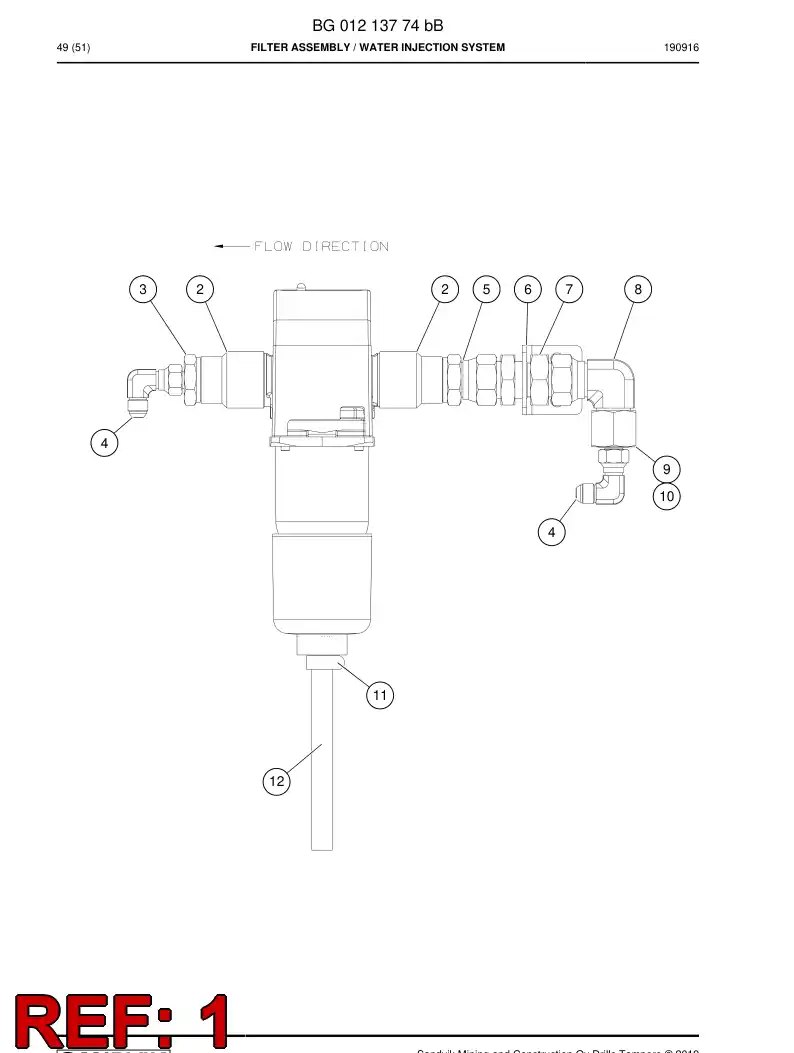 BG01197049a BG 011 970 49a Filter, Water - Sandvik Technical Drawing