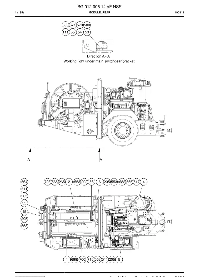 BG01200514a BG 012 005 14a Module, Rear - Sandvik Technical Drawing