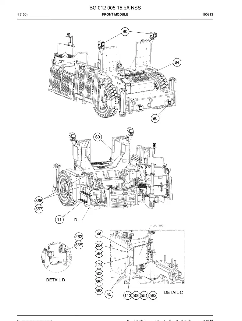 BG01200515b BG 012 005 15b Front module - Sandvik Technical Drawing