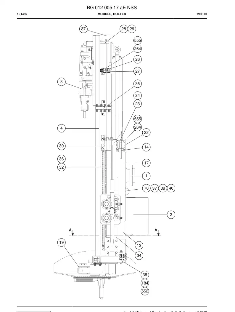 BG01200517a BG 012 005 17a Module, Bolter - Sandvik Technical Drawing