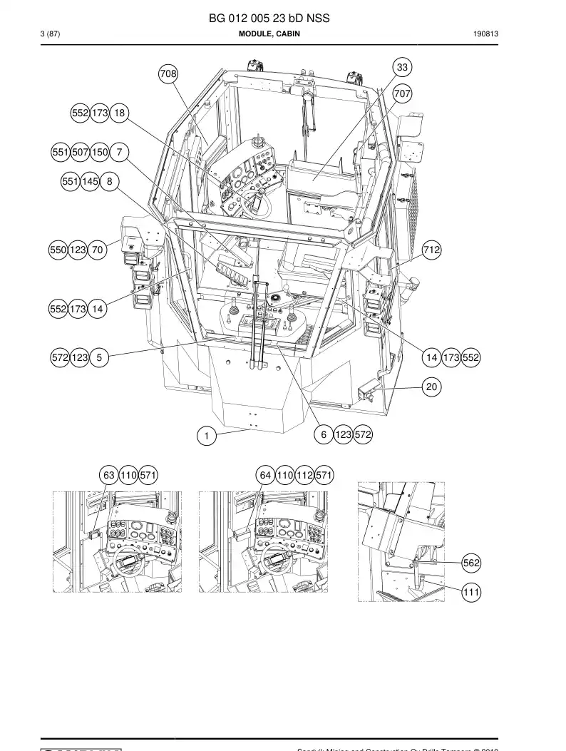 BG01200523b BG 012 005 23b Module, Cabin - Sandvik Technical Drawing