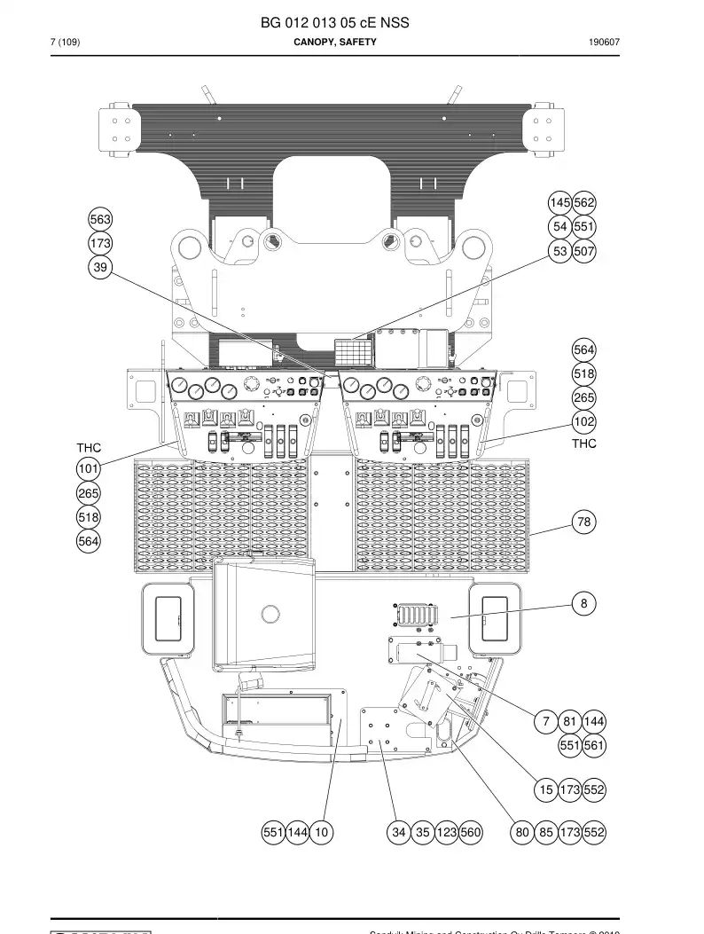 BG01201305c BG 012 013 05c Canopy, Safety - Sandvik Technical Drawing
