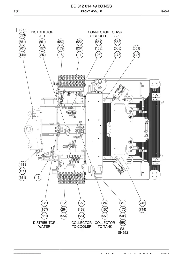 BG01201449b BG 012 014 49b Front Module - Sandvik Technical Drawing