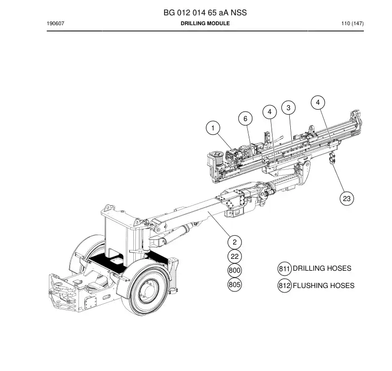 BG01201465a BG 012 014 65a Drilling Module - Sandvik Technical Drawing