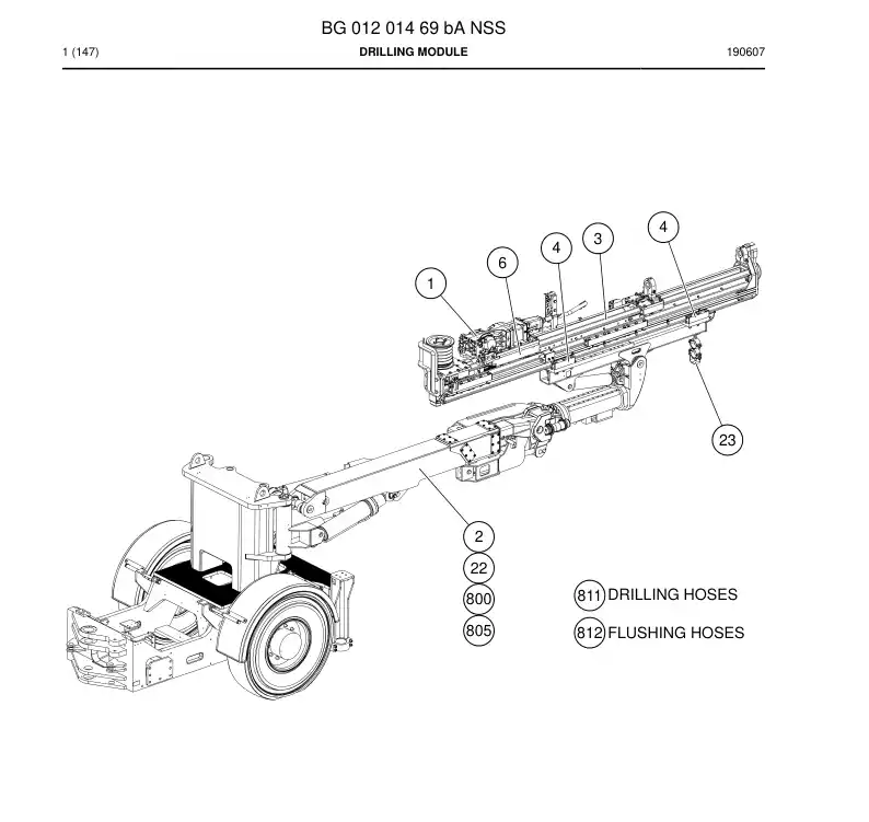 BG01201469b BG 012 014 69b Drilling Module - Sandvik Technical Drawing
