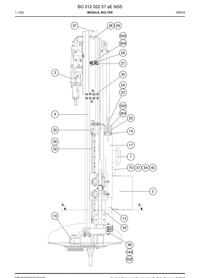 BG01202207a BG 012 022 07a Module, Bolter - Sandvik Technical Drawing