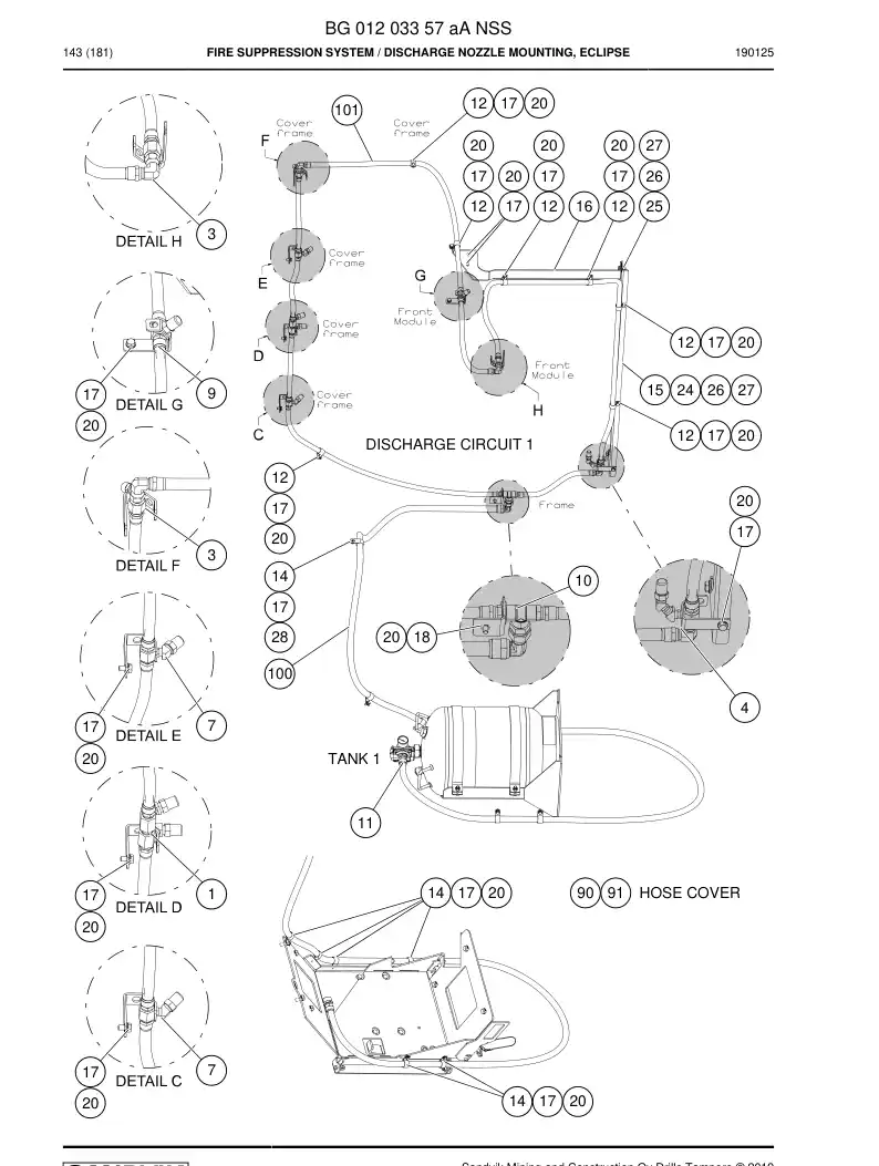 BG01203357a BG 012 033 57a Fire Suppression System - Sandvik Technical Drawing