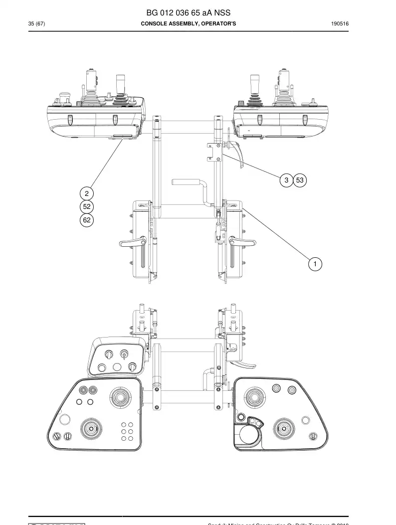 BG01203665a BG 012 036 65a Console Assembly, Operator's - Sandvik Technical Drawing