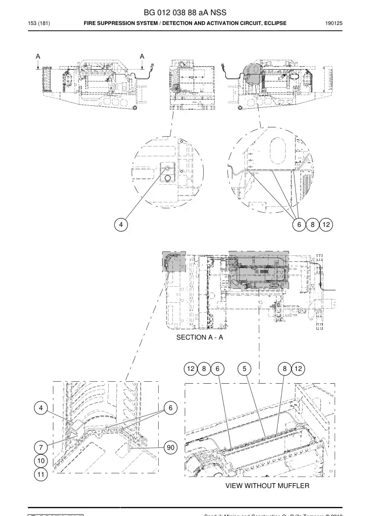 BG01203888a BG 012 038 88a Fire Suppression System - Sandvik Technical Drawing