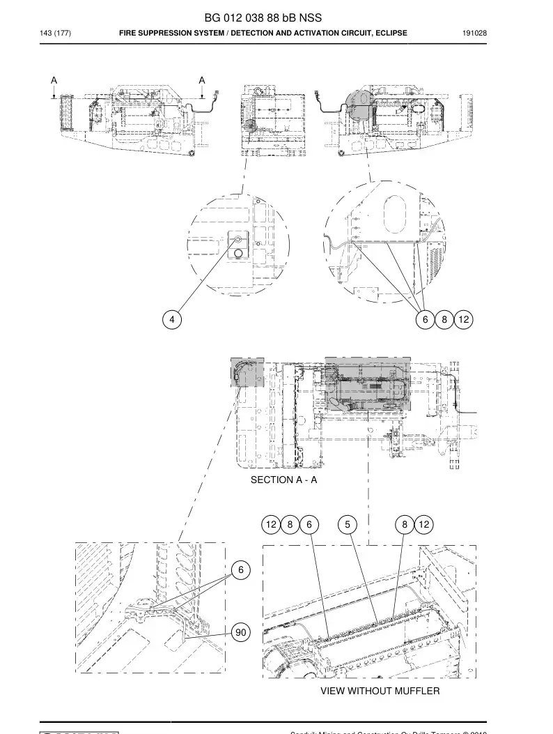 BG01203888b BG 012 038 88b Fire Suppression System - Sandvik Technical Drawing