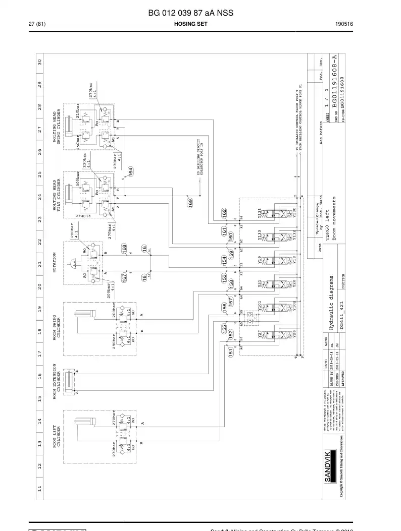 BG01203987a BG 012 039 87a HOSE SET - Sandvik Technical Drawing