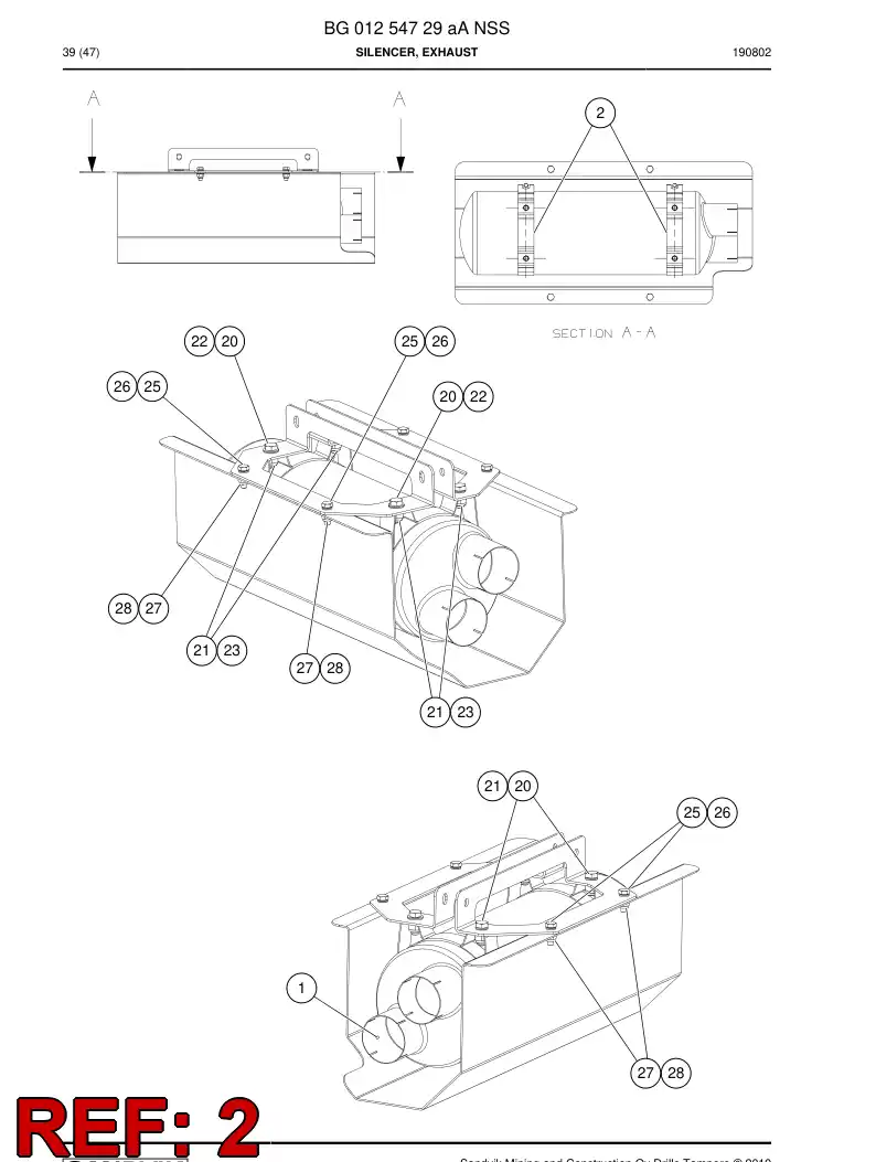 BG01205386a BG 012 053 86a Clamp, Pipe, Mounting - Sandvik Technical Drawing