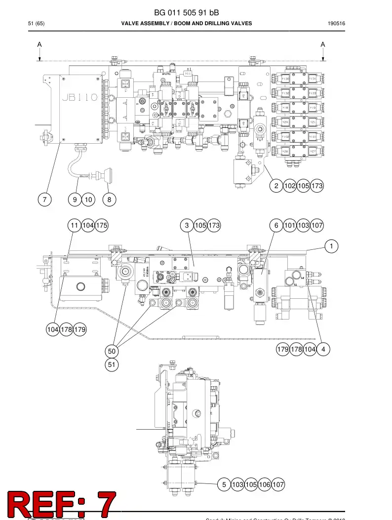 BG01205451b BG 012 054 51b Junction Box Assembly - Sandvik Technical Drawing