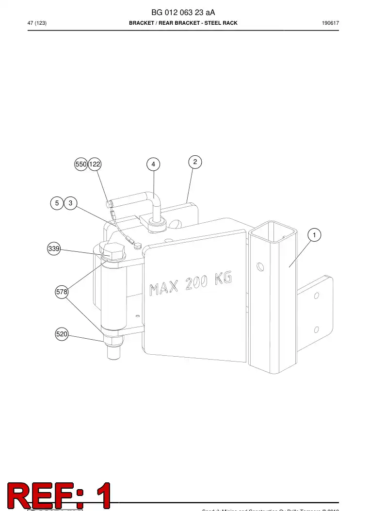 BG01206328a BG 012 063 28a Bracket - Sandvik Technical Drawing