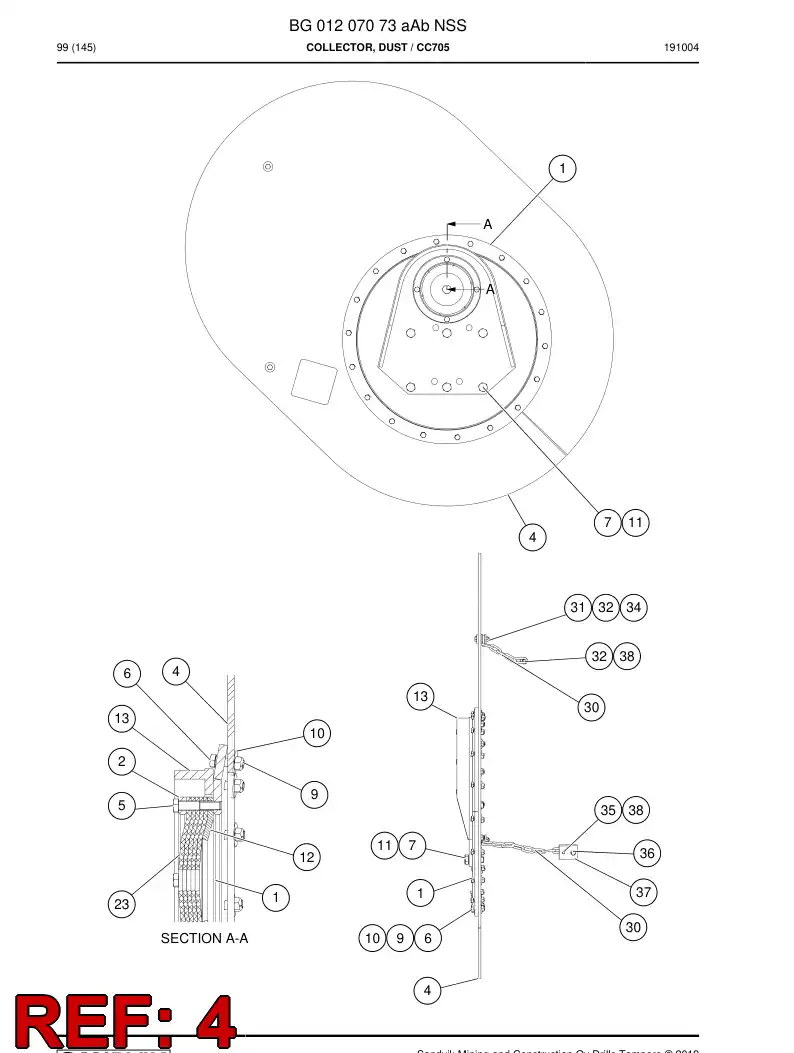 BG01207059a BG 012 070 59a Cover, Rubber - Sandvik Technical Drawing