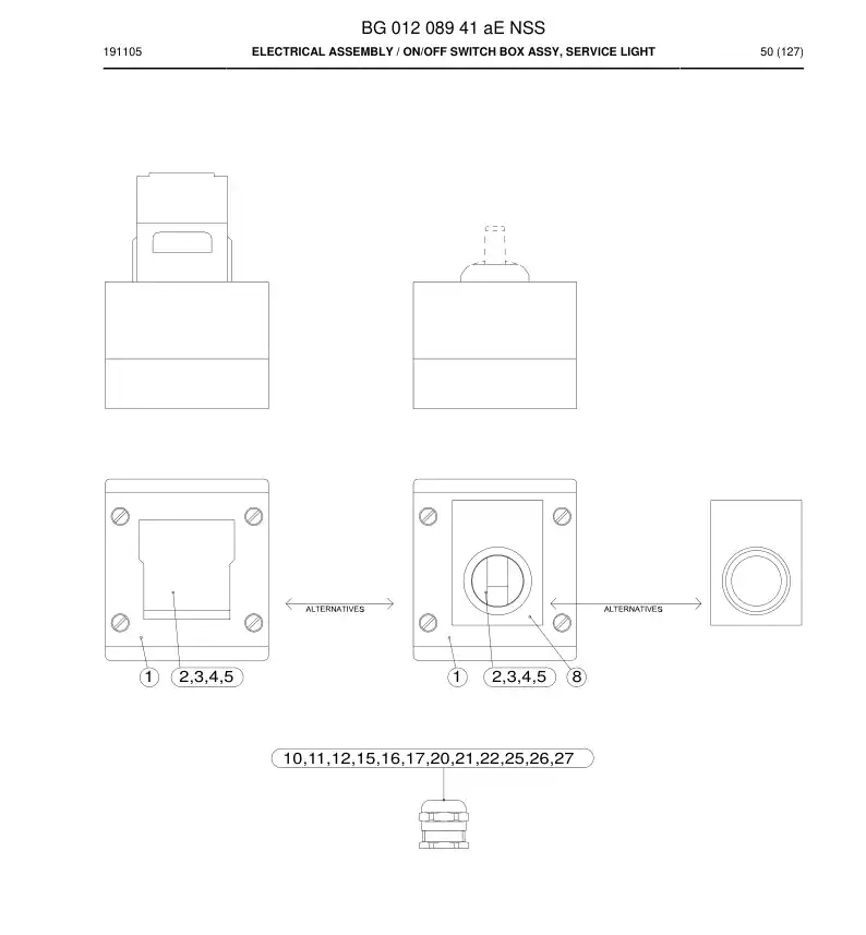 BG01208941a BG 012 089 41a Electrical Assembly - Sandvik Technical Drawing
