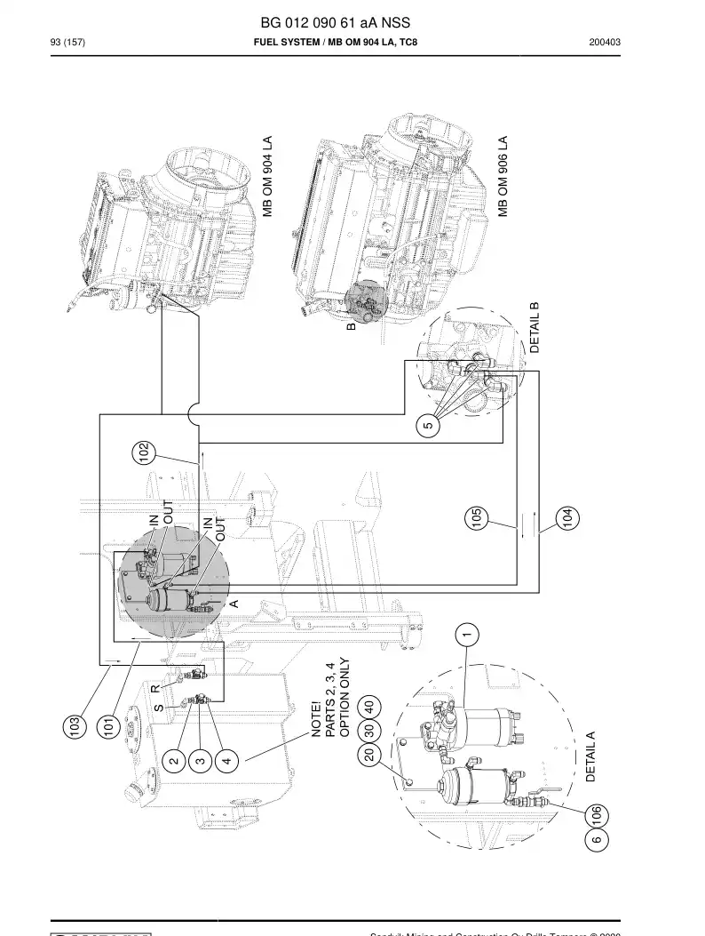 BG01209061a BG 012 090 61a Fuel system - Sandvik Technical Drawing