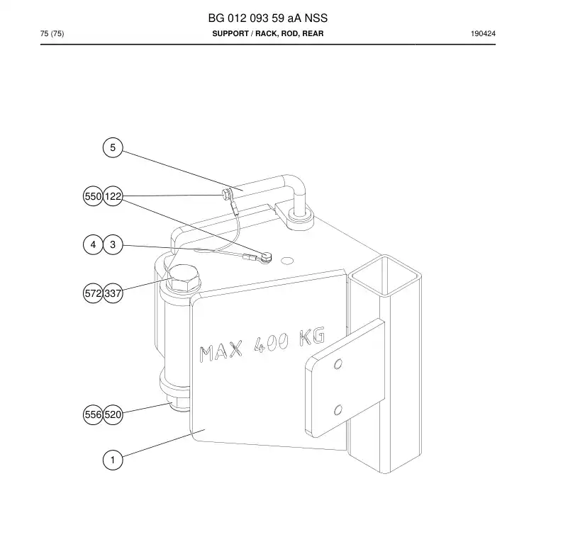 BG01209359a BG 012 093 59a Support - Sandvik Technical Drawing