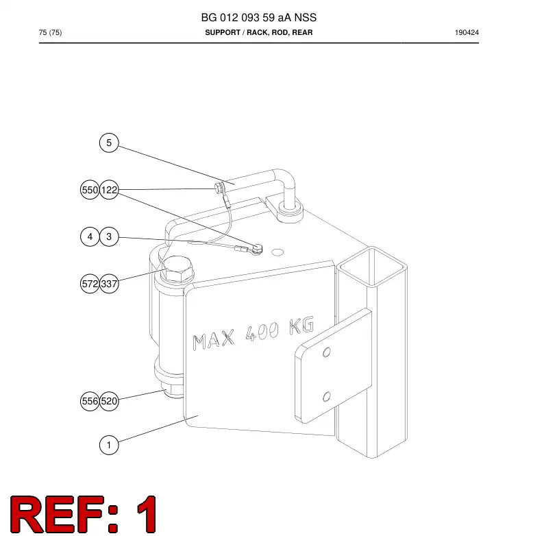 BG01209360a BG 012 093 60a Bracket - Sandvik Technical Drawing